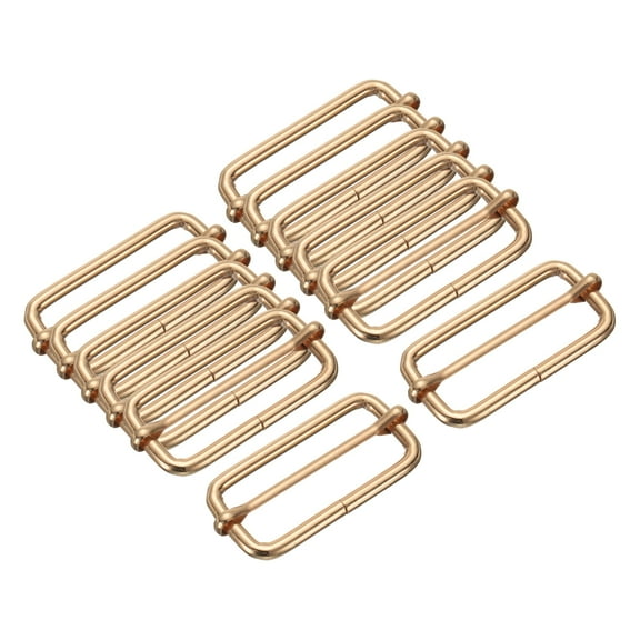 12PCS Metal Slide Adjustable Buckle 2" Adjuster Webbing Strap Slider for Belt Bags Backpack Replacement Light Gold
