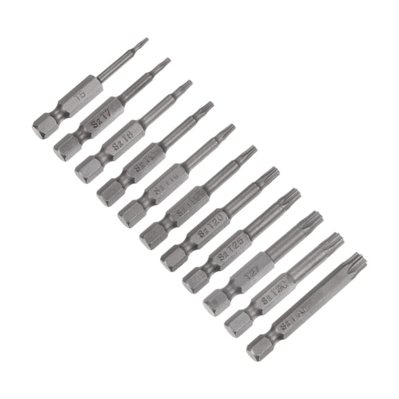Uxcell 12PCS T5-T40 Torx Security Screwdriver Bit Set S2 Steel Magnetic Tamper Resistant Star Drive Drill Bit 2" Long
