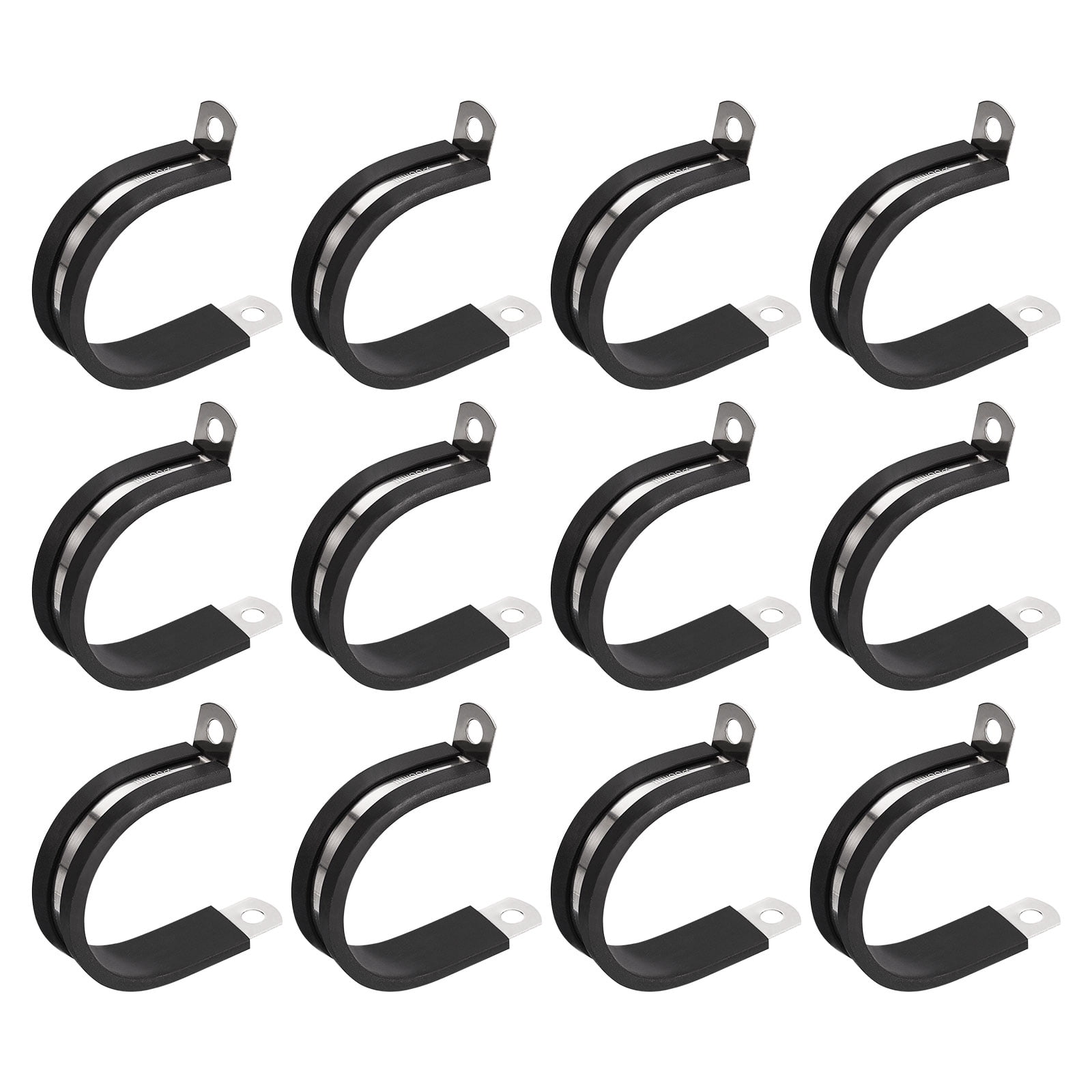 Uxcell 12-Pack 38mm Rubber-Coated Cable Clamps – 304 Stainless Steel With M4 Screws, Insulated Pipe Straps For Hoses & Wires