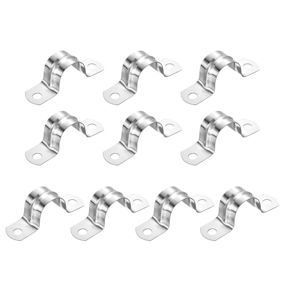 Uxcell 12Pack 20mm Rigid Pipe Straps 2 Hole U-Shaped Bracket Clamps 201 Stainless Steel
