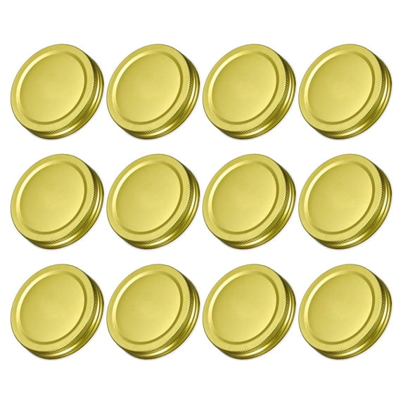 Uxcell 12Pack 70mm/2.76" Regular Mouth Tin Plate Mason Jar Lids for Canning Jars, Gold