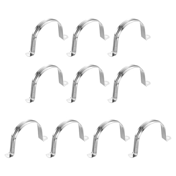 Uxcell 12Pack 80mm Rigid Pipe Straps 2 Hole U-Shaped Bracket Clamps 201 Stainless Steel
