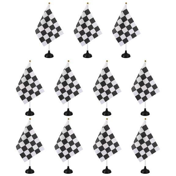 Uxcell 12Pack Black and White Checkered Table Flag, 12" Small Race Car Racing Office Desk Flag Set with White Plastic Stick and Black Round Base for Car Soccer Sport Party Decoration