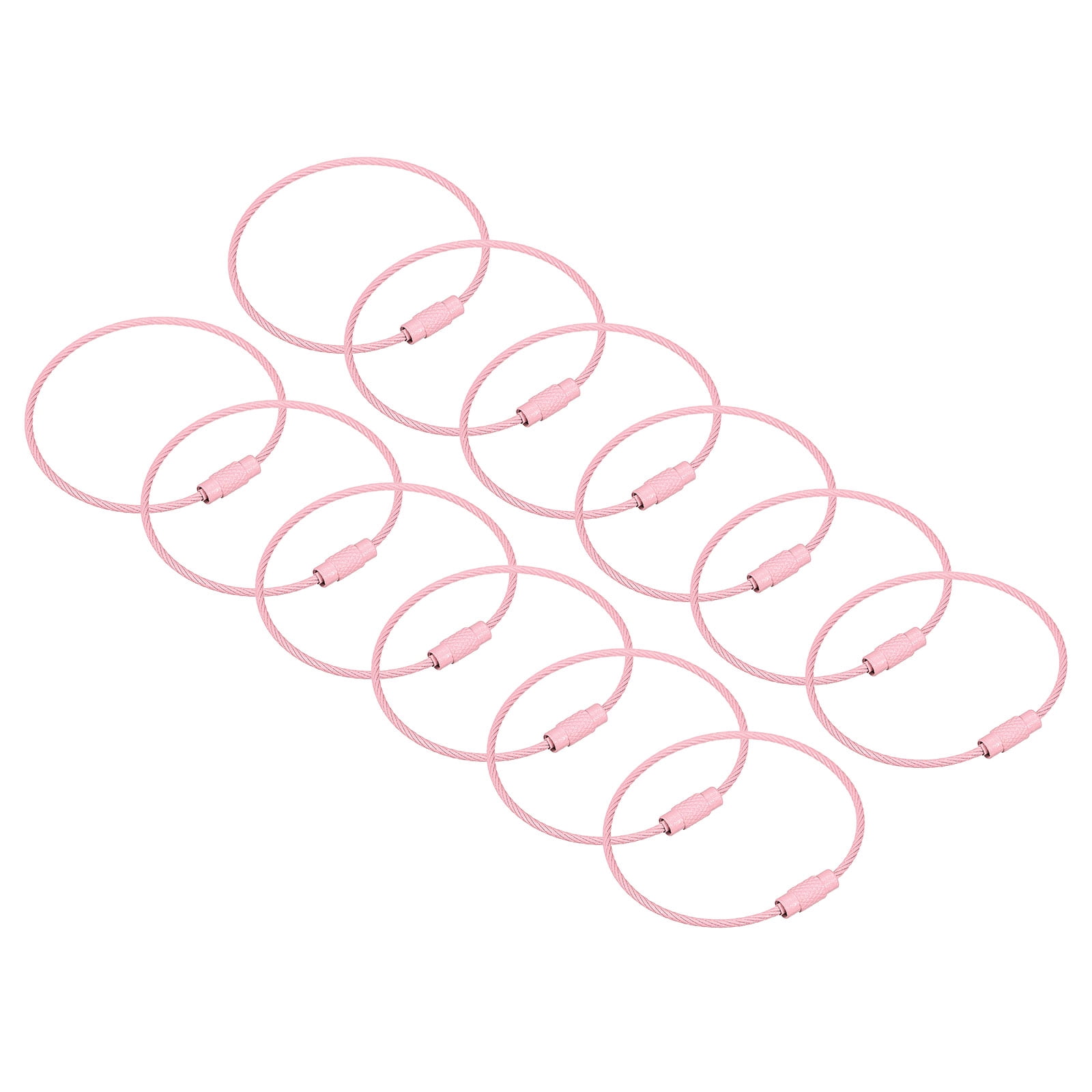 Loop Key Rings Pink Rope Uxcell 12Pack Cable Key Rings, 6-inch(155mm) Wire Keychain Twist Loops ...