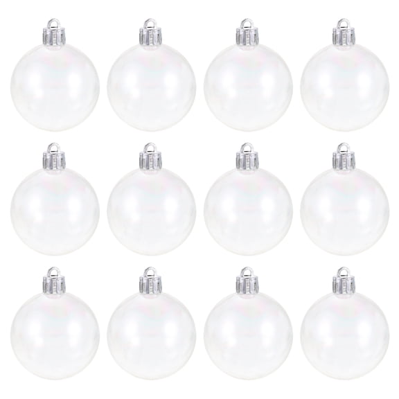 Uxcell 12Pack Christmas Iridescent Ornaments Balls, 1.97" Plastic Shatterproof Hanging Ball Christmas Tree Ornament for Christmas Holiday Party Home Decor (Clear)