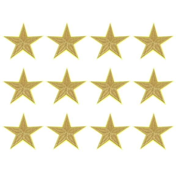 Uxcell 12Pack Iron on Star Patches, Sew on Star Embroidered Patches, DIY Applique Repair Patch for Crafts, 82mm Gold Yellow