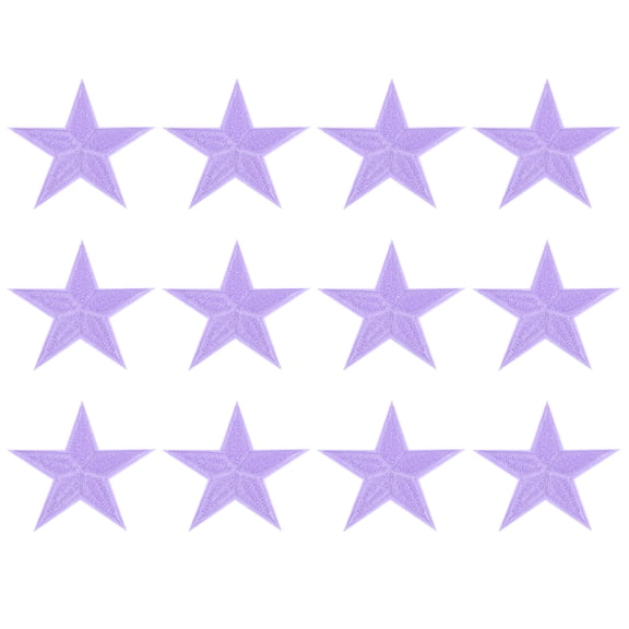Uxcell 12Pack Iron on Star Patches, Sew on Star Embroidered Patches, DIY Applique Repair Patch for Crafts, 82mm Light Purple
