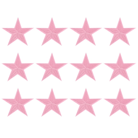 Uxcell 12Pack Iron on Star Patches, Sew on Star Embroidered Patches, DIY Applique Repair Patch for Crafts, 82mm Pink