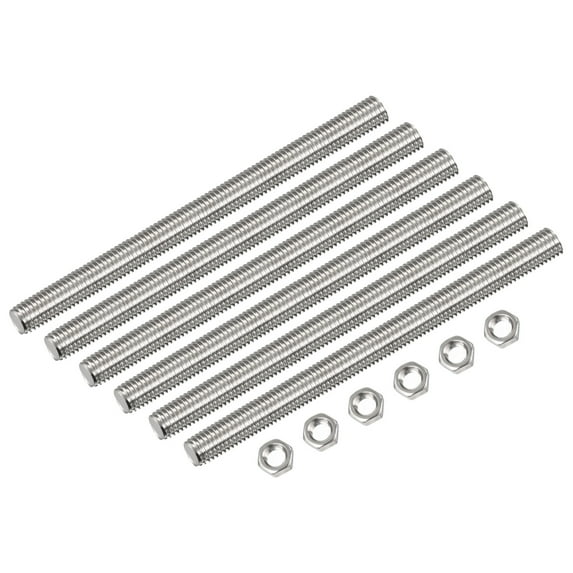 Uxcell 12Pack M14 x 200mm Fully Threaded Rod w 12Pack Hex Nuts, 2mm Pitch 304 Stainless Steel Right Hand Threaded Rod