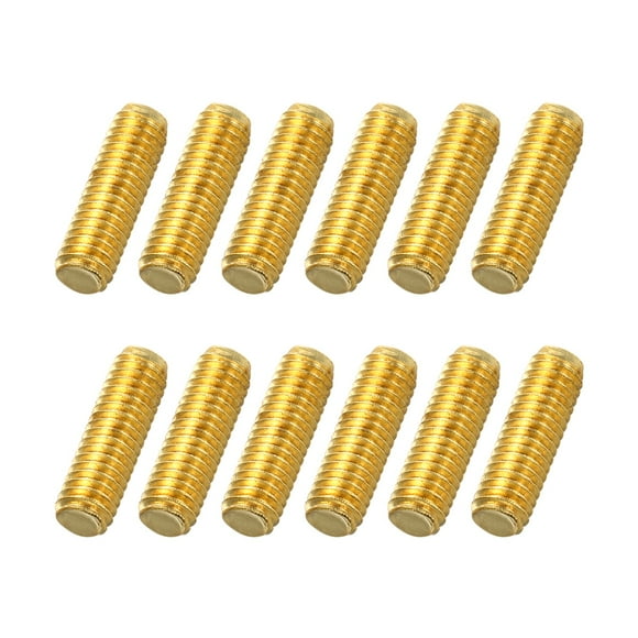 Uxcell 12Pack M6x20mm Fully Threaded Rod, Brass Right Hand All Thread Screw Studs for Furniture Assembly Fastening, 1mm Pitch