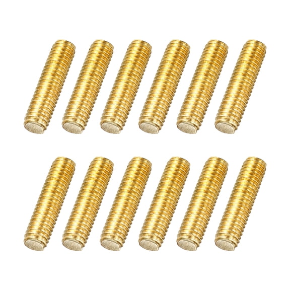 Uxcell 12Pack M6x25mm Fully Threaded Rod, Brass Right Hand All Thread Screw Studs for Furniture Assembly Fastening, 1mm Pitch