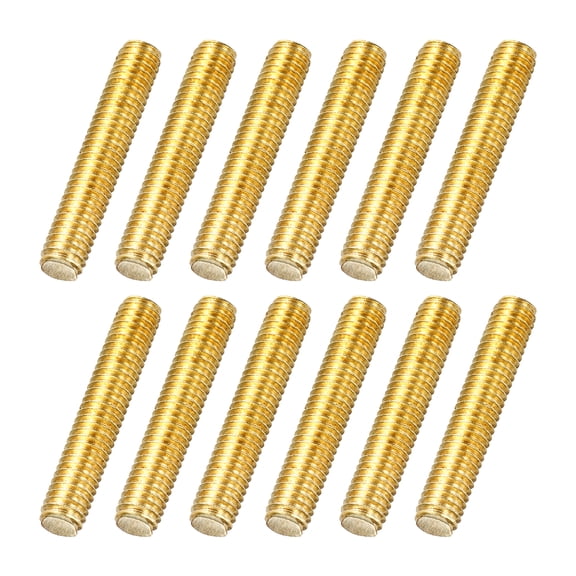 Uxcell 12Pack M6x30mm Fully Threaded Rod, Brass Right Hand All Thread Screw Studs for Furniture Assembly Fastening, 1mm Pitch