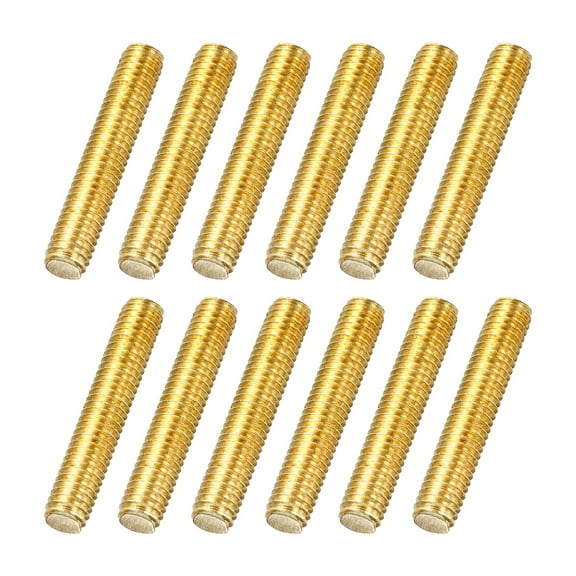 Uxcell 12Pack M6x35mm Fully Threaded Rod, Brass Right Hand All Thread Screw Studs for Furniture Assembly Fastening, 1mm Pitch