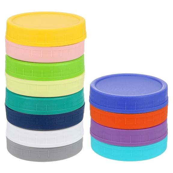 Uxcell 12Pack Mason Jar Lid, Wide Mouth Plastic Lid with Silicone Rings