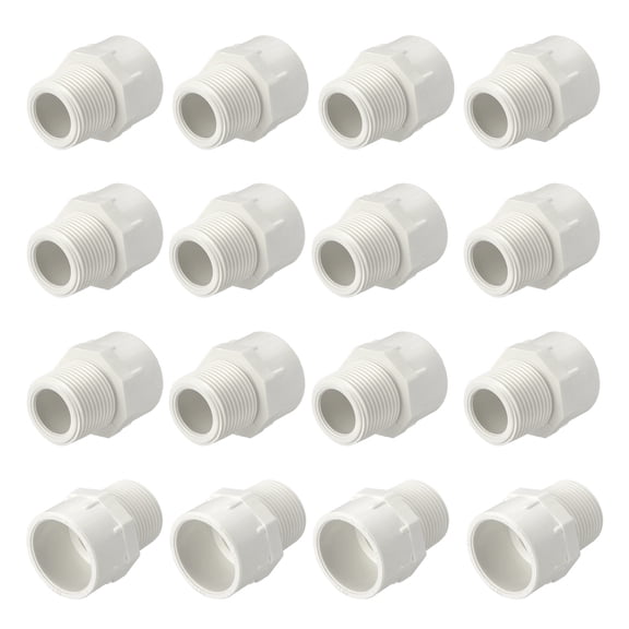 Uxcell 12Pack PVC Male Pipe Fittings Adapter 1" NPT Male Thread x Socket, Schedule 40 PVC Coupling Straight Pipe Connector, High-Flow Capacity for Plumbing, Irrigation, Pool, Sprinkler