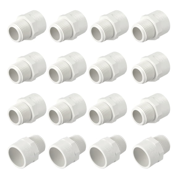 Uxcell 12Pack PVC Male Pipe Fittings Adapter 3/4" NPT Male Thread x Socket, Schedule 40 PVC Coupling Straight Pipe Connector, High-Flow Capacity for Plumbing, Irrigation, Pool, Sprinkler