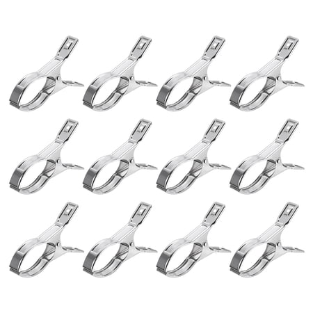 Uxcell 12Pack Stainless Steel Clothespins Beach Towel Clips Windproof Laundry Pegs 140mm