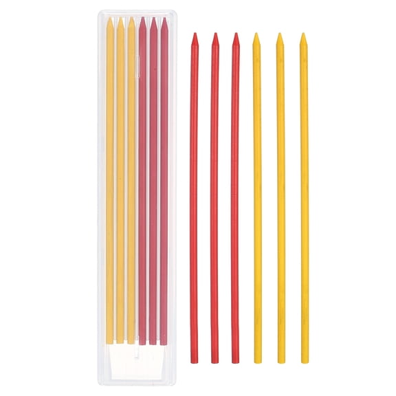 Uxcell 12Pcs 2.8mm Carpenter Pencil Refills, Solid Dry Pencil Refills Break Resistant Refill for Mechanical Carpenter Construction Pencils Art Drafting, Red, Yellow