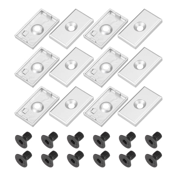 Uxcell 12Pcs 2035 T-Slot 5.5mm Hole Dia Aluminum Extrusion End Cap 35x20mm Silver for Fish Tank Rack, Storage Rack with Push-in Fastener