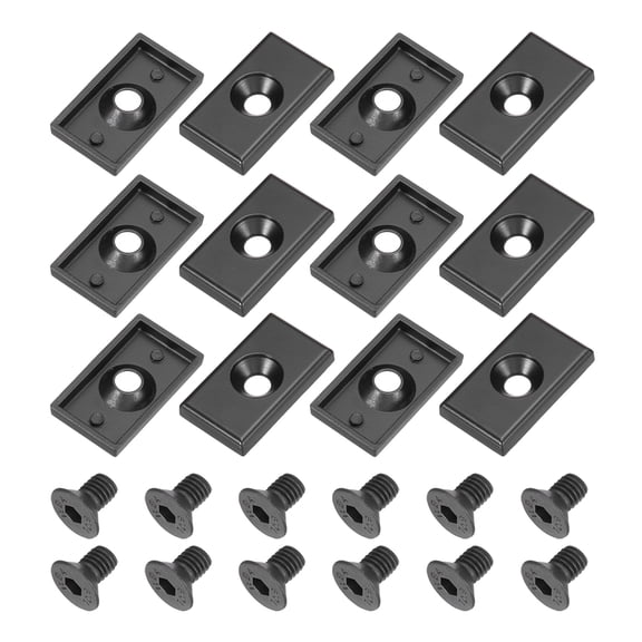 Uxcell 12Pcs 2035 T-Slot 6.5mm Hole Dia Aluminum Extrusion End Cap 35x20mm Black for Fish Tank Rack, Storage Rack with Push-in Fastener