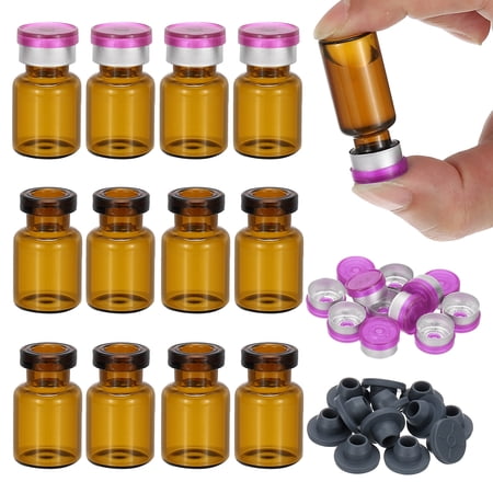 Uxcell 12Pcs 2ml Amber Borosilicate Glass Sample Vials for Lab Solid Liquid Powder Storage, Purple Silver Tone