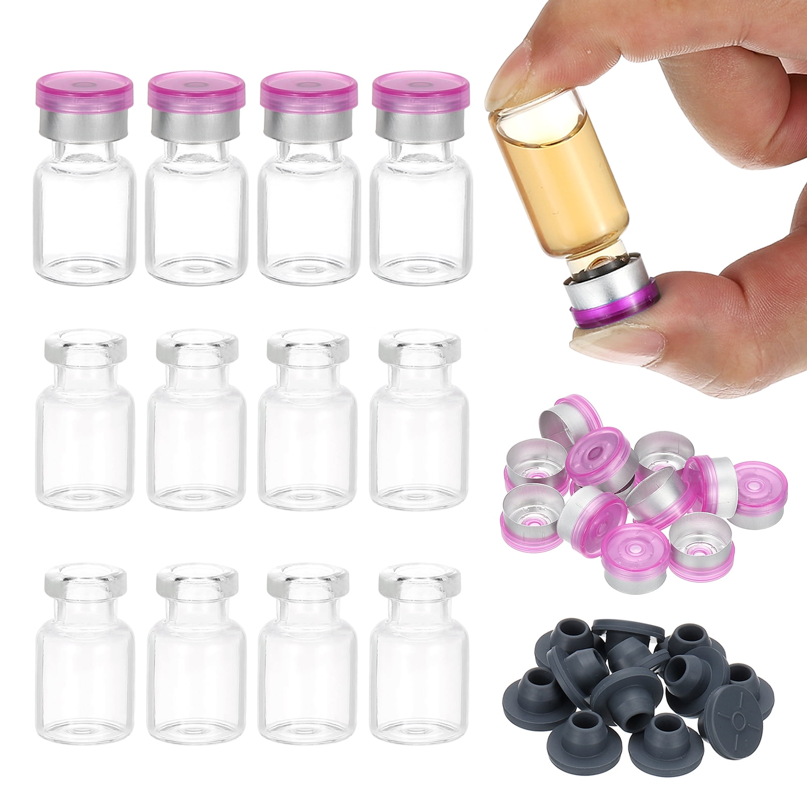 Uxcell 12Pcs 2ml Clear Borosilicate Glass Sample Vials for Lab Solid ...