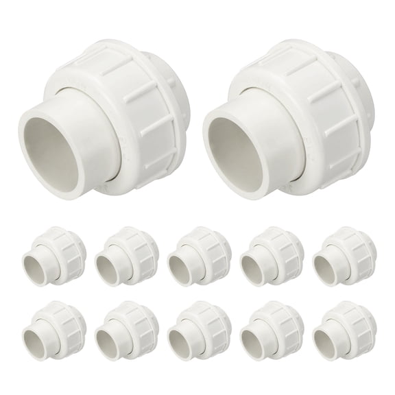 Uxcell 12Pcs 3/4" Union Coupling Pipe Fitting, SCH40 (Socket x Socket) Furniture Grade Slip Union Coupling Adapter for Pipe Connection, Hose Extension