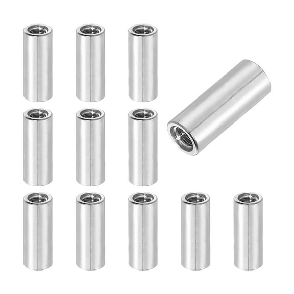 Uxcell 12Pcs 304 Stainless Steel M5x0.8mm Round Coupling Nuts, 0.31x0.79"(ODxH)