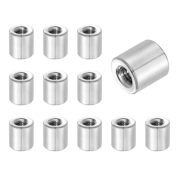 Uxcell 12Pcs 304 Stainless Steel M5x0.8mm Round Coupling Nuts, 0.39x0.47"(ODxH)