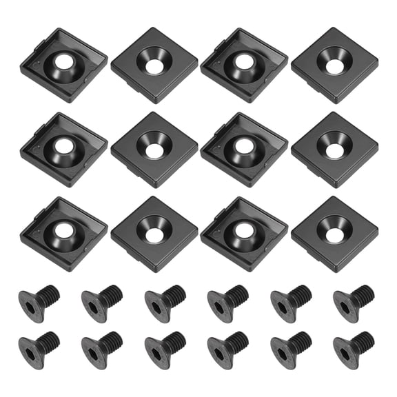 Uxcell 12Pcs 4545 EU Standard T-Slot 12.5mm Hole Dia Aluminum Extrusion End Cap 45x45mm Black for Fish Tank Rack, Storage Rack with Push-in Fastener