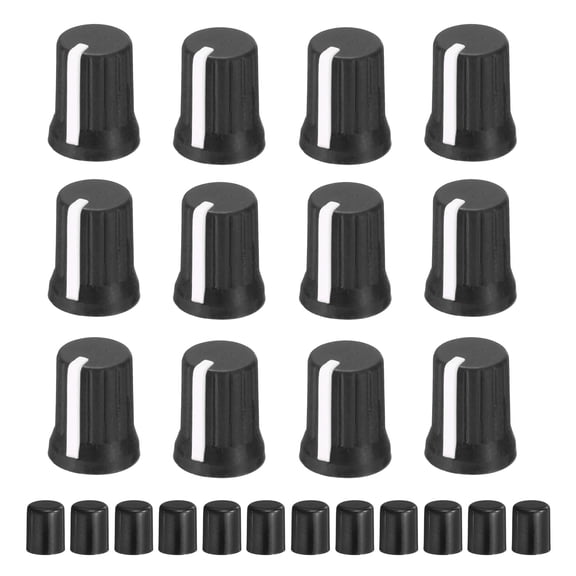 Uxcell 12Pcs 6mm D Shaft Potentiometer Knob, Black White/Rubber Potentiometer Rotary Control Knobs Replacement for Volume Encoder Electric Guitar Speaker Board DJ Console
