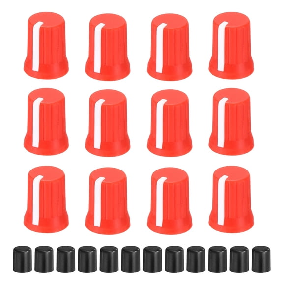 Uxcell 12Pcs 6mm D Shaft Potentiometer Knob, Red White/Rubber Potentiometer Rotary Control Knobs Replacement for Volume Encoder Electric Guitar Speaker Board DJ Controller Console