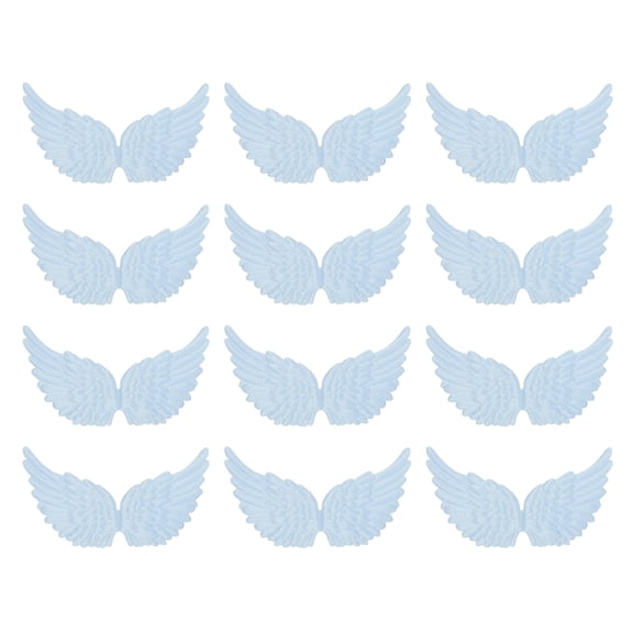 Uxcell 12Pcs Angel Wings for Crafts, Small Glitter Angel Wings Ornament Fabric Blue Wings Sew on Patches for DIY Crafts (5.3 Inch)