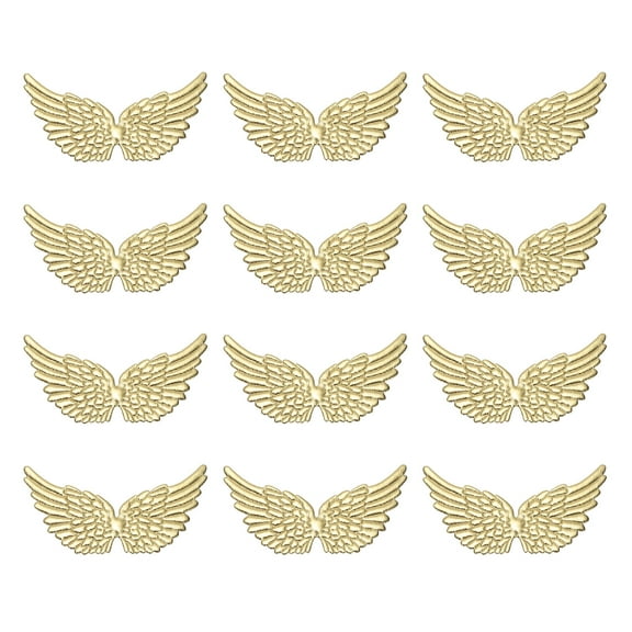 Uxcell 12Pcs Angel Wings for Crafts, Small Glitter Gold Angel Wings Ornament Fabric Wings Sew on Patches for DIY Crafts (5.3 Inch)