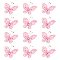 Uxcell 12Pcs Butterflies for Crafts 2.2" Organza Butterflies for DIY Craft Home Decor Light Pink