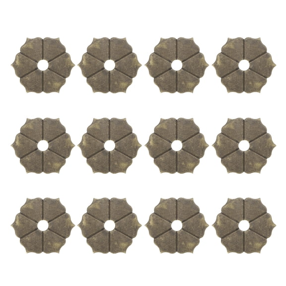 Uxcell 12Pcs Cabinet Knob Backplate, 1.38 Inch Hex Flower Shape Brass Backplate Washers Classical Furniture Decoration Gasket for Cabinet Drawer Cupboard Doors Hardware(Bronze Tone)