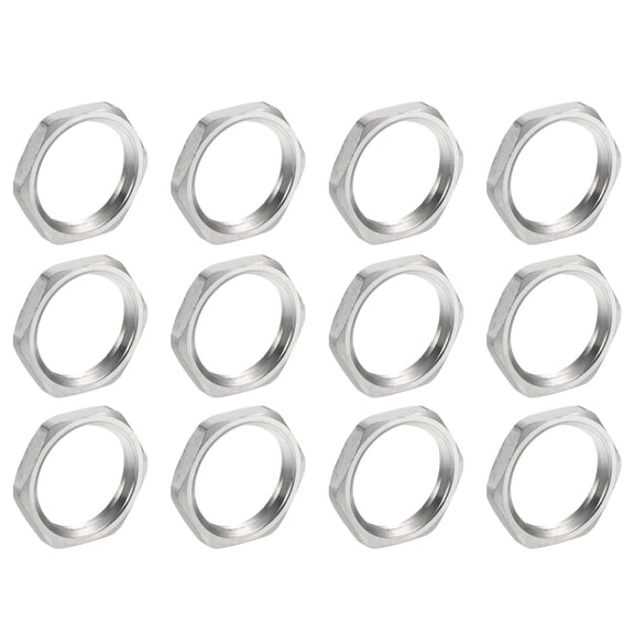 Uxcell 12Pcs Cast Pipe Fitting Hex Locknut Nut NPT1/2" Female Thread Silver Tone
