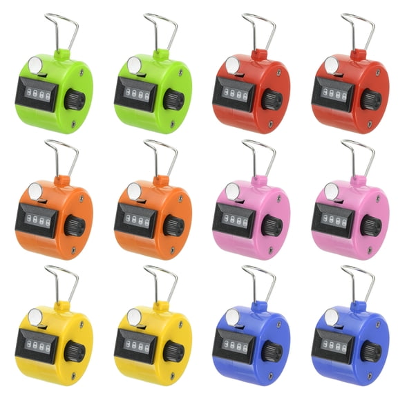 Uxcell 12Pcs Clicker Counter, 4 Digit Mechanical Handheld Tally Click Counter Multicolor