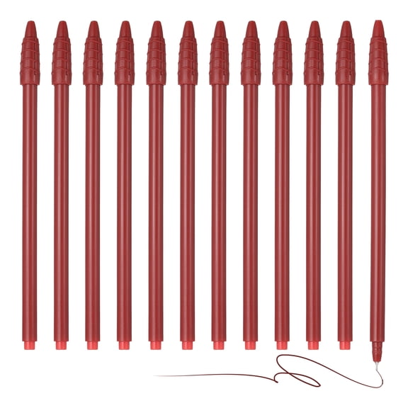 Uxcell 12Pcs Colored Gel Ink Pens, 0.5mm Dark Red Gel Ink Ballpoint Pens Fine Point Smooth Writing for Journaling Notebook Office Stationery Drawing Teachers, Dark Red