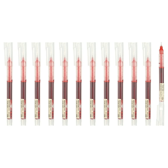 Uxcell 12Pcs Colored Gel Ink Pens, 0.5mm Extra Fine Point Smooth Writing Quick Drying Liquid Ink Rollerball Pens, Red