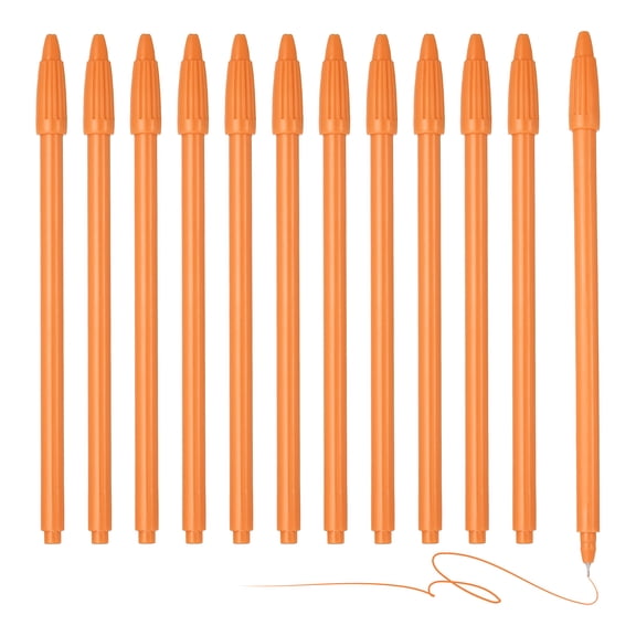 Uxcell 12Pcs Colored Gel Ink Pens, 0.5mm Orange Gel Ink Ballpoint Pens Fine Point Smooth Writing for Journaling Notebook Office Stationery Drawing Teachers, Orange