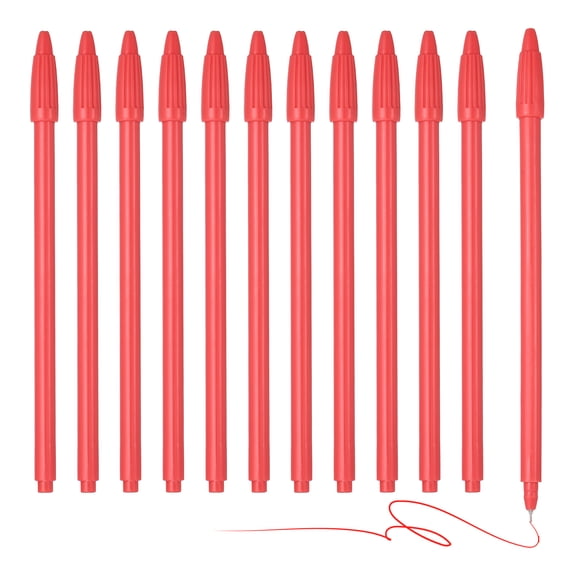 Uxcell 12Pcs Colored Gel Ink Pens, 0.5mm Red Gel Ink Ballpoint Pens Fine Point Smooth Writing for Journaling Notebook Office Stationery Drawing Teachers, Red