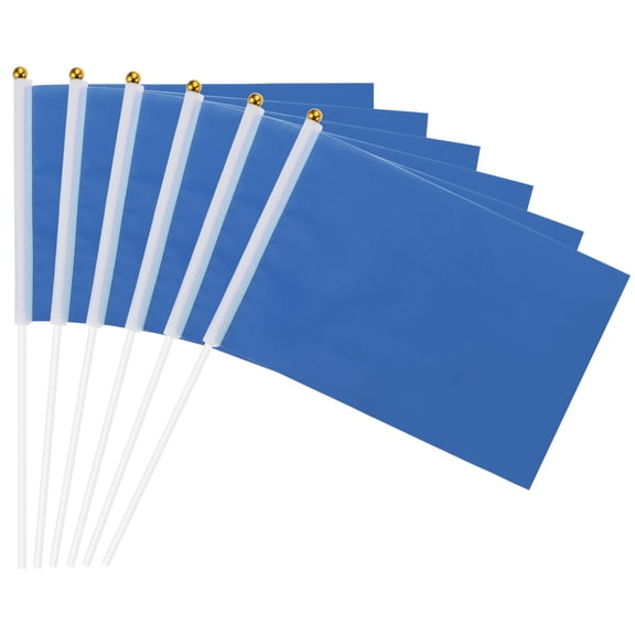 Uxcell 12Pcs Deep Blue 8.3" x 5.5" Handheld Solid Color Flags on Plastic Stick for DIY Graffiti Birthday Carnival Festival