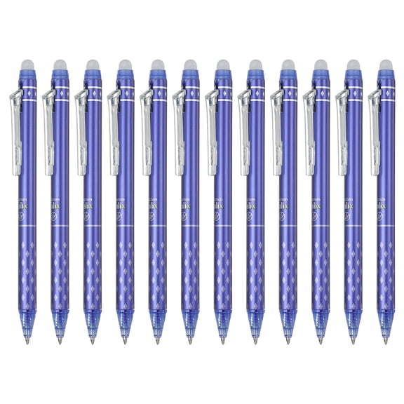 Uxcell 12Pcs Erasable Gel Pens, 0.5mm Retractable Fine Point Heat Erasable Marking Pen Smooth Writing Fabric Markers for Sewing Drawing Writing Planner, Blue