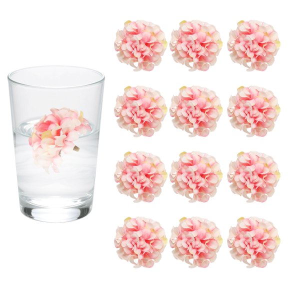 Uxcell 12Pcs Floating Flowers for Centerpieces, Pink Hydrangea Silk Faux Flower Heads for Floating Candles Vases Filler Party Home Table Wedding Centerpieces Decoration