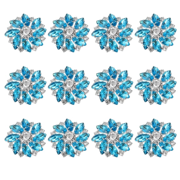 Uxcell 12Pcs Flower Rhinestone Buttons, 1"(25mm) Lake Blue Crystal Shank Buttons