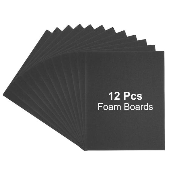 Uxcell 12Pcs Foam Boards, 406 x 305 x 3/16" (5mm)  Thick Foam Core Board Polystyrene Mat Sheet Double Sided Poster Foamboard Making for Mounting Crafts Paintings Prints Art, Black
