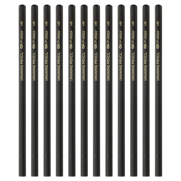 Uxcell 12Pcs HB Drawing Pencils for Sketching, Hexagonal Sketch Pencils for Drawing Writing Art Sketching Artists Beginners, Black
