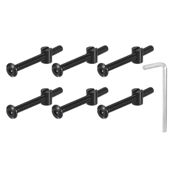 Uxcell 12Pcs Hex Socket Head Screws Bolts Barrel Nuts, M6 x 65mm Socket Furniture Bed Bolt Barrel Nuts with Wrench