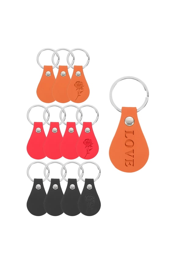 12Pcs Leather Key Fob, Round PU Leather Keychain Blanks with Rivets and Key Rings for DIY Laser Engraving, 3 Color